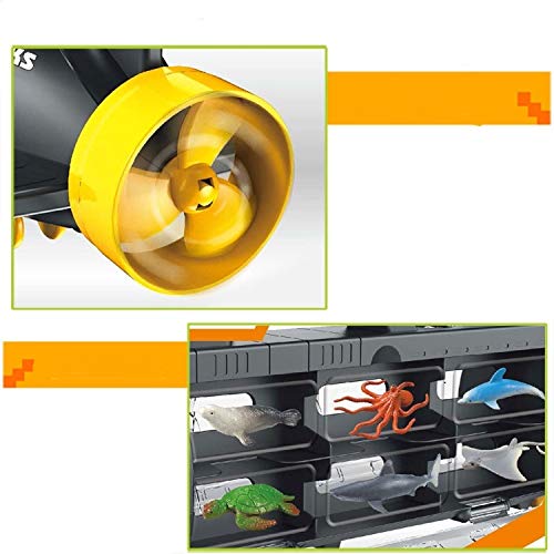 Boat Submarine Toy Shark Car Vehicle Toy W/ 6 Sea Animals and Storage Toys for 3, 4, 5, 6 7 Year Old Kids Boys Girls