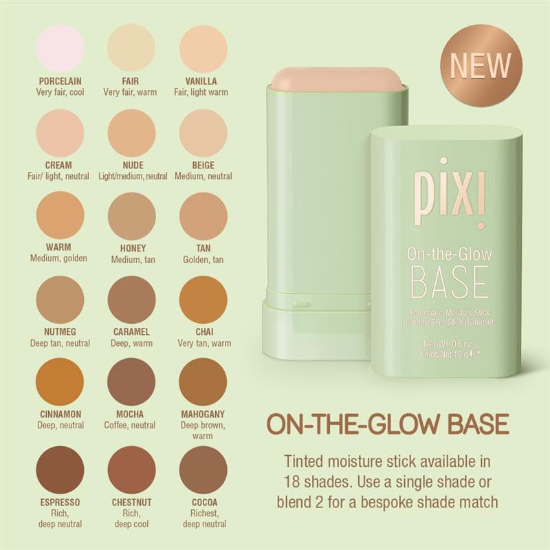 Pixi Beauty On-the-Glow Base| Tinted Moisturizer Foundation Stick | Fair: Very fair, warm shade| 0.6 oz / 19g