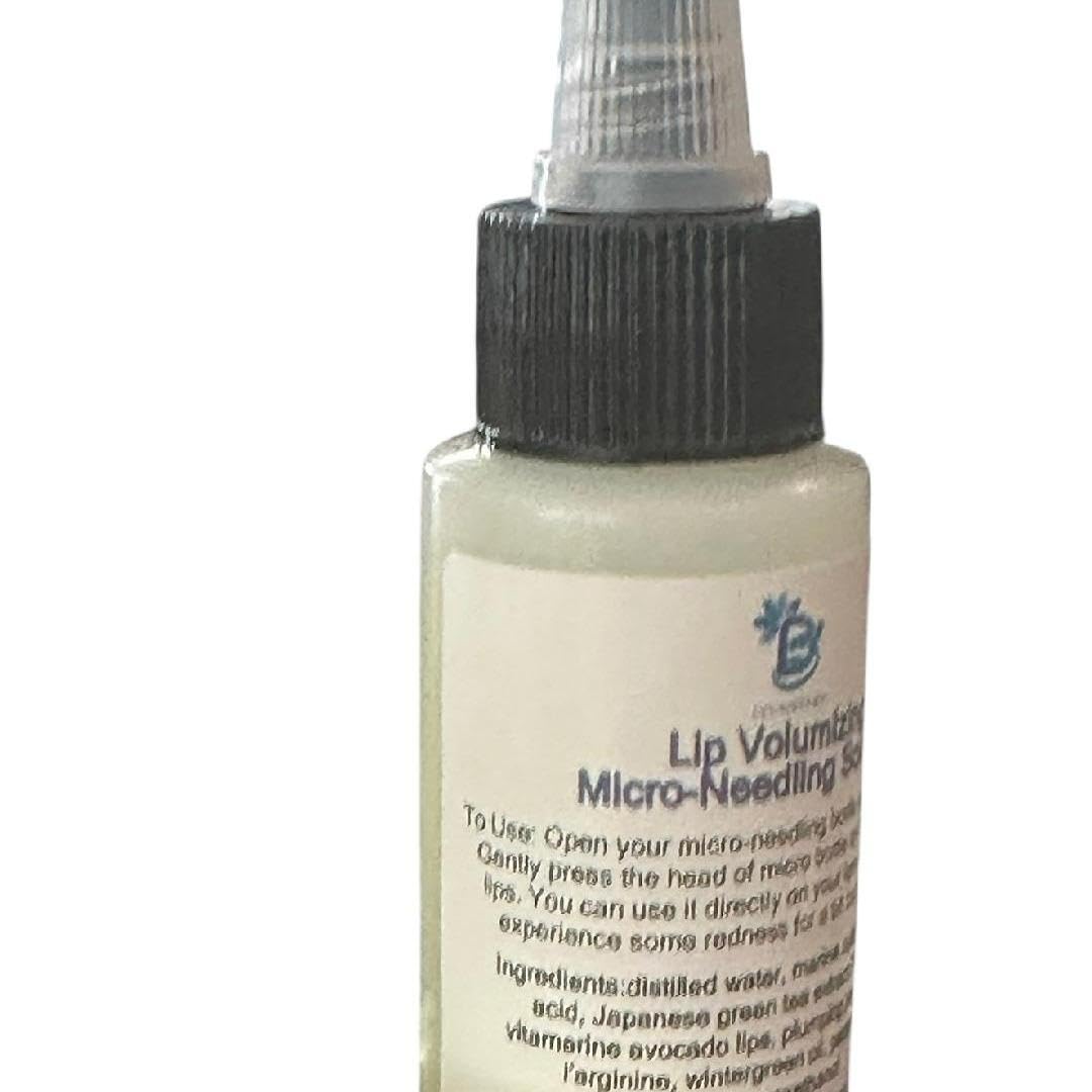 Lip Volumizing Micro-NeedIing Serum Solution and Applicator By Diva Stuff, With Peptides, Hyaluronic Acid, Wintergreen and Marine Collagen