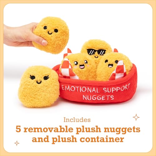 Emotional Support Chicken Nuggets Plush Set – 5 Cute Plushies in Basket, Cozy Fall Gift, Fun Collectible & Trick-or-Treat Toy
