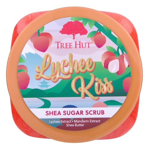 Tree Hut Lychee Kiss Shea Sugar Scrub – Exfoliating & Moisturizing Body Scrub with Shea Butter & Essential Oils, 18 oz