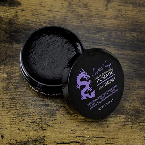 Billy Jealousy Lunatic Fringe Water-Based Pomade for Men – Strong Hold, High Shine, Vegan & Water Soluble Hair Styling Product, 3 oz