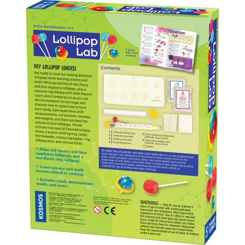 Thames & Kosmos Lollipop Lab STEM Kit – Make Cherry & Raspberry Lollipops, Ring Lollipops | Learn Chemistry & Math with Candy Thermometer