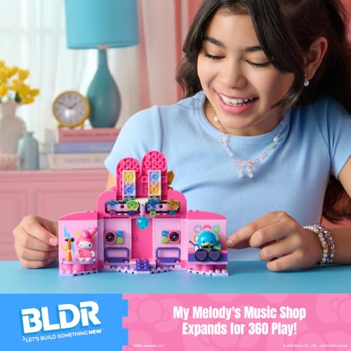 BLDR Hello Kitty and Friends My Melody’s Music Shop Building Set - Hello Kitty & Tuxedosam Minifigures - Gift for Kids and Sanrio Fans Ages 8+, 0130