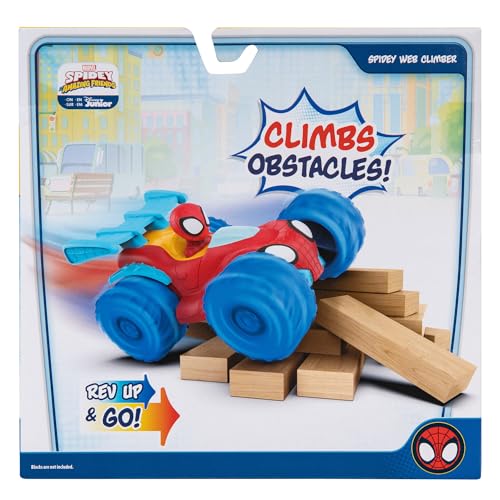 Jazwares Marvel Spidey and His Amazing Friends Marvel Spidey Web Climber - 7-Inch Rev Up Motor Vehicle That Climbs Obstacles