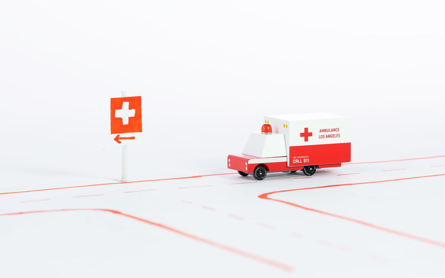 CANDYCAR® Wooden Diecast Collection - Ambulance Van, Premium Handcrafted Beech Wood Toy Car