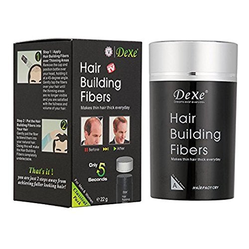 Black Colored Hair Building Fibers - Thickening Fiber for Women and Men - Hair Loss Concealer Powder for Thicker Fuller Hair - .77oz