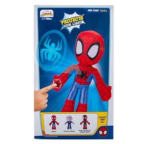 Marvel Spidey and His Amazing Friends Web Flash Spidey Plush - 9-Inch Plush with Light Up Signal - Toys Featuring Your Friendly Neighborhood Spideys