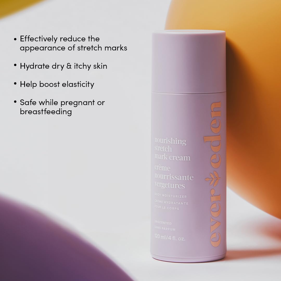 Evereden Nourishing Stretch Mark Cream, 4 fl.oz – Vegan, Clean Pregnancy & Postpartum Care, Prevents Stretch Marks, Rich in Vitamins & Minerals