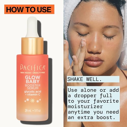 Pacifica Vitamin C Glow Baby Face Serum - Glycolic Acid Dark Spot Corrector, Anti-Aging, Brightening, Vegan & Fragrance-Free