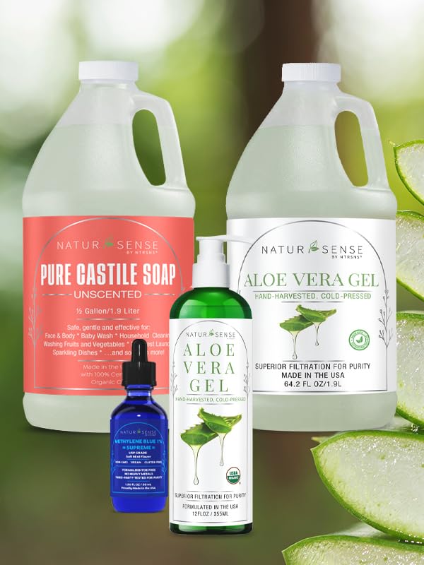 NaturSense USDA Organic Aloe Vera Gel – 100% Pure, Unscented, Deep Hydration for Face, Hair, Scalp & Dry or Sunburned Skin, 12 oz