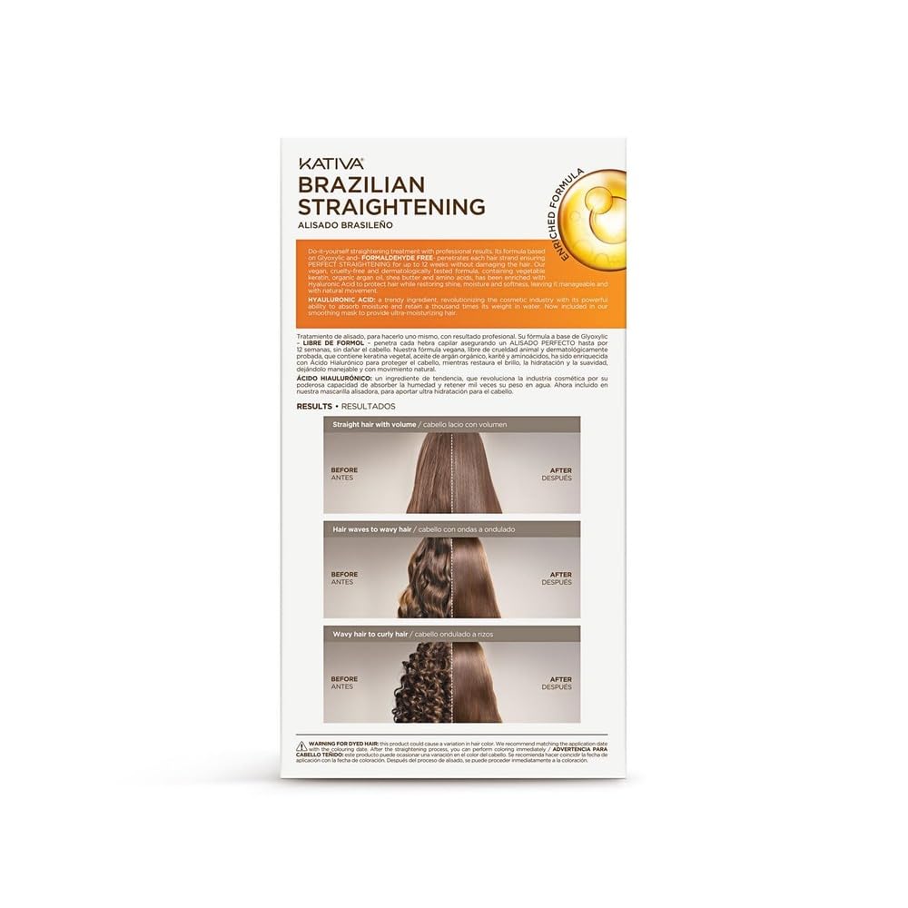 Kativa Brazilian Straightening Kit Pack of 2 – 12 Weeks Professional Hair Straightening with Argan Oil, Shea Butter, Keratin & Amino Acids
