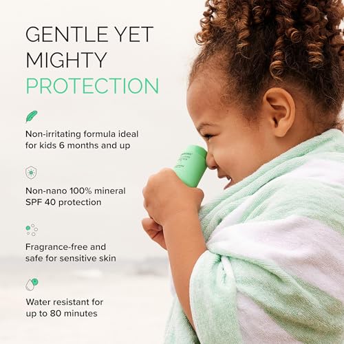 MDSolarSciences Mineral KidStick SPF 40 – Gentle Zinc Oxide Sunscreen for Kids with Vitamins C & E, Fragrance-Free, Easy Glide-On, 0.6 oz