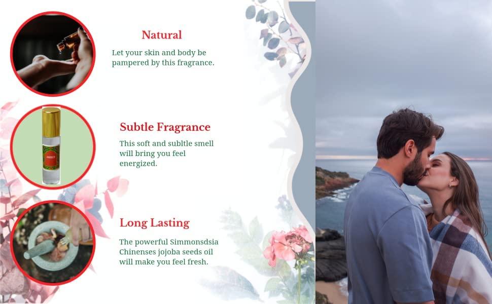 Amber Perfume Oil Roll-On - Alcohol Free Perfumes for Women and Men by Nemat Fragrances, 10 ml / 0.33 fl Oz, Package may vary