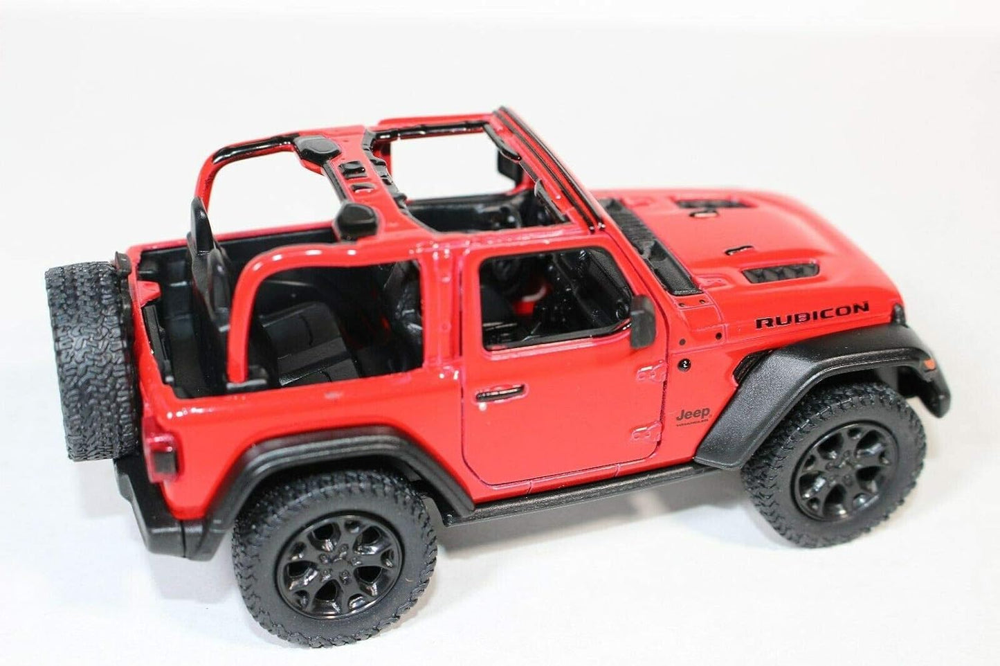 KiNSMART - Jeep Wrangler Rubicon Off Road 4x4 5 inch 1:34 Scale Die Cast Model Replica Toy Car (Red Opentop)