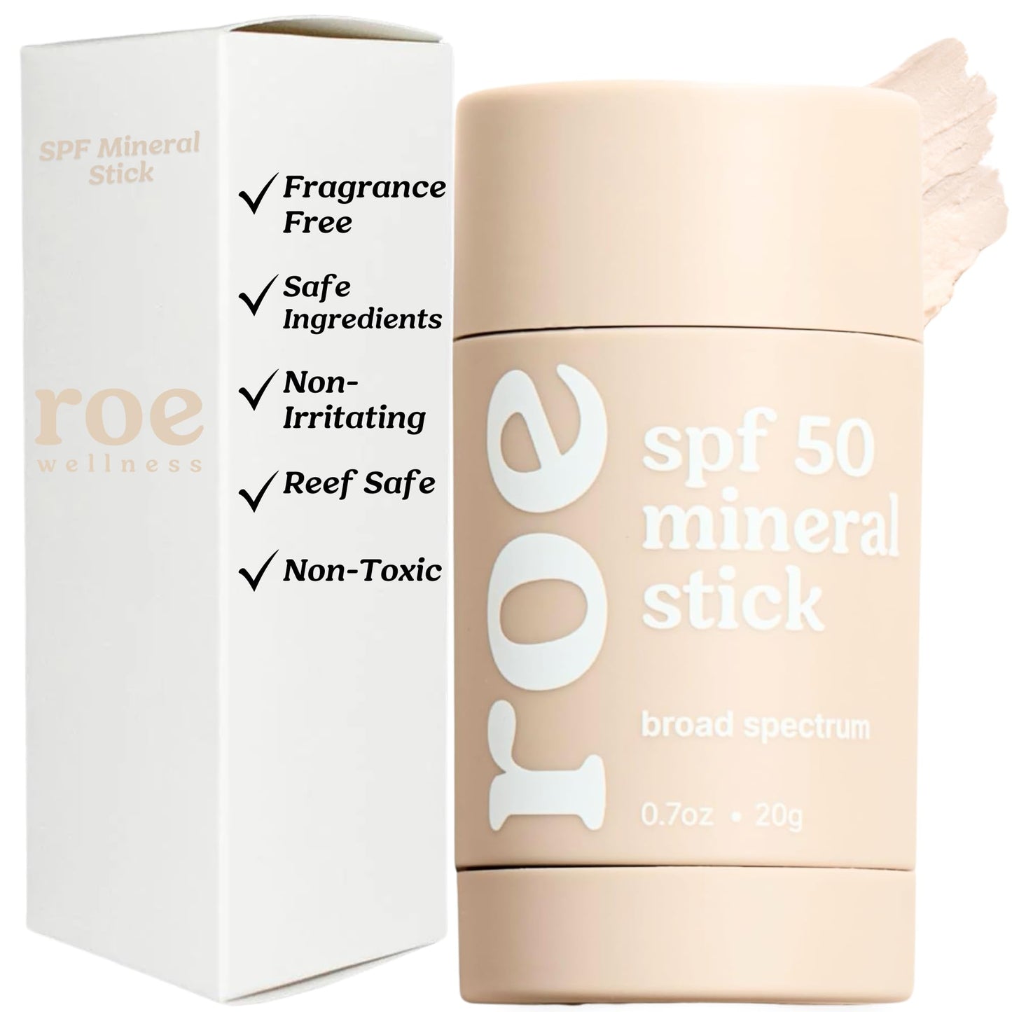 Roe Wellness- Baby Sunscreen Stick SPF 50 Roll-on Stick Clean Ingredients Zinc Oxide | Face & Body UVA & UVB Protection For Toddlers, Newborns