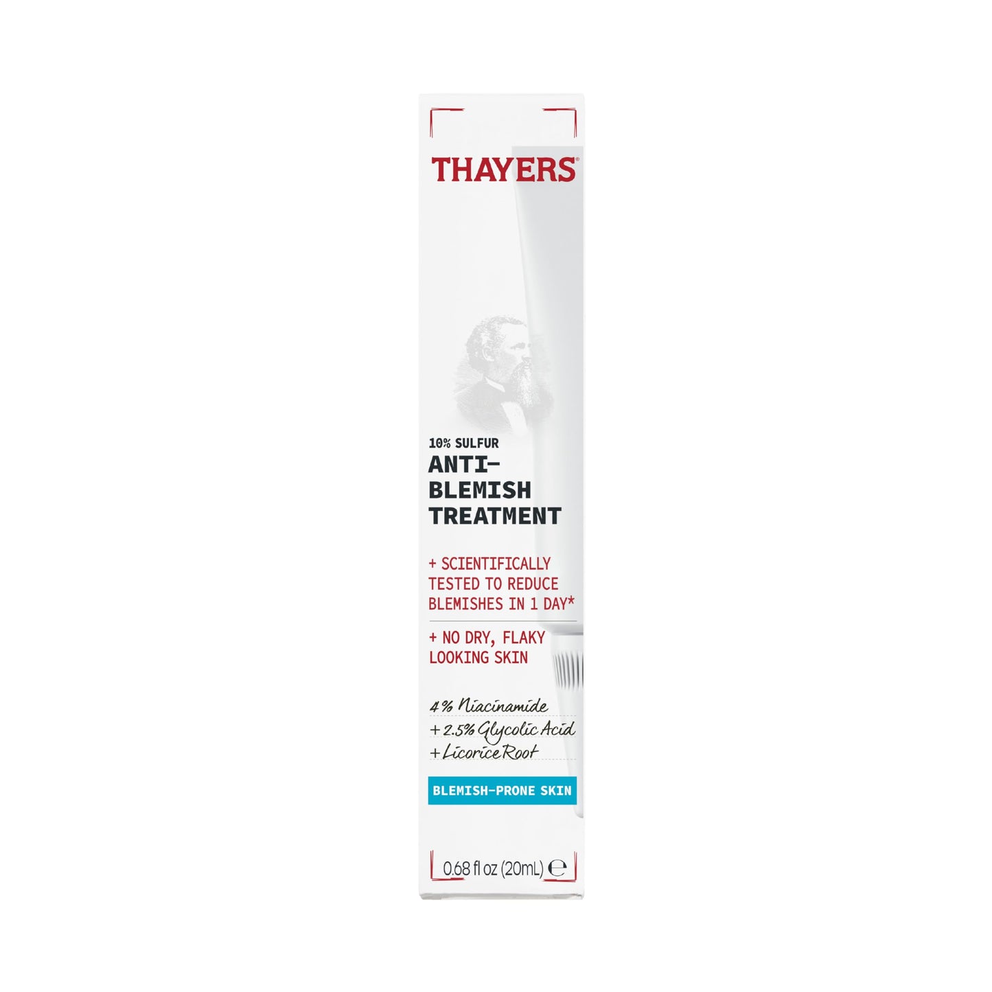 THAYERS Rapid Acne Treatment 10% Sulfur with Niacinamide & Glycolic Acid, Soothing Non-Stripping Skincare, 0.68 Fl Oz