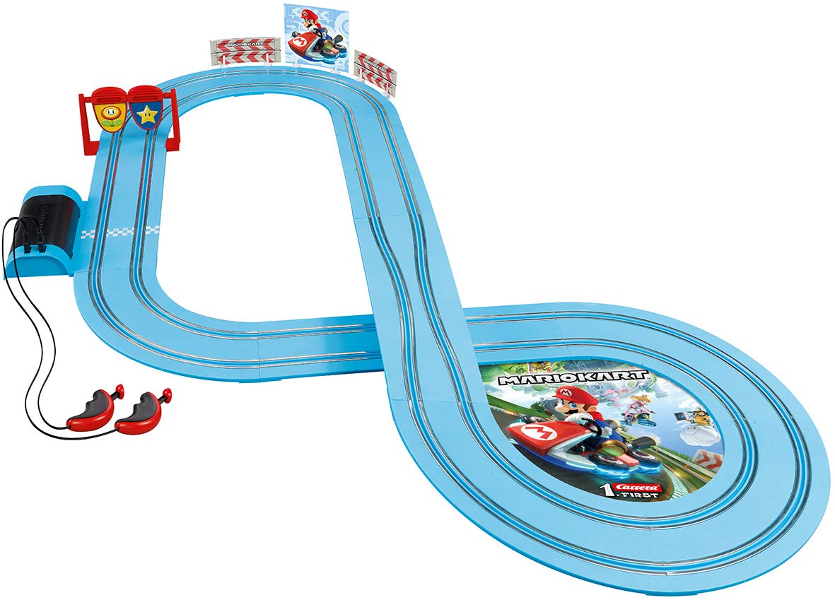 Carrera First Nintendo Mario Kart Slot Car Set with Mario & Luigi Cars – Battery-Powered Beginner Race Track Toy for Kids 3+