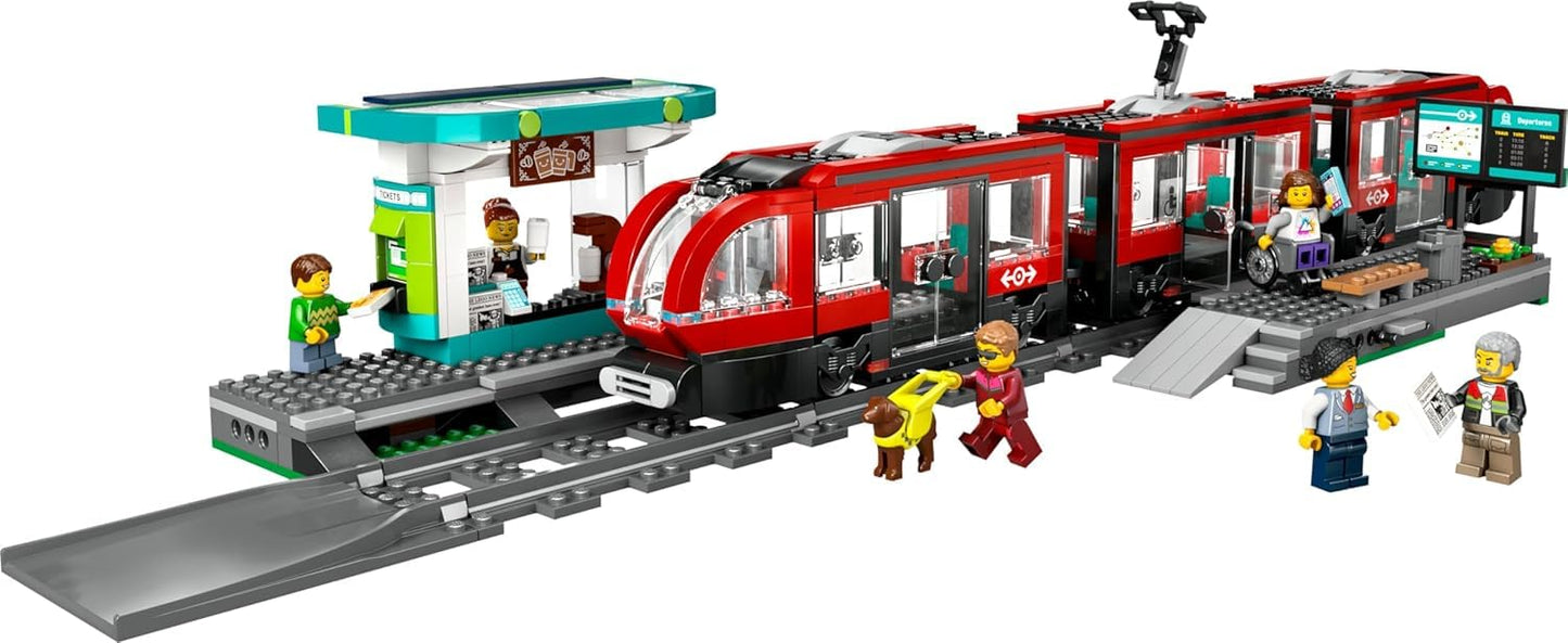 LEGO City Downtown Streetcar & Station Train Set, Building Toy for Kids 7+, Pretend Play & Imagination, Birthday Gift for Boys & Girls