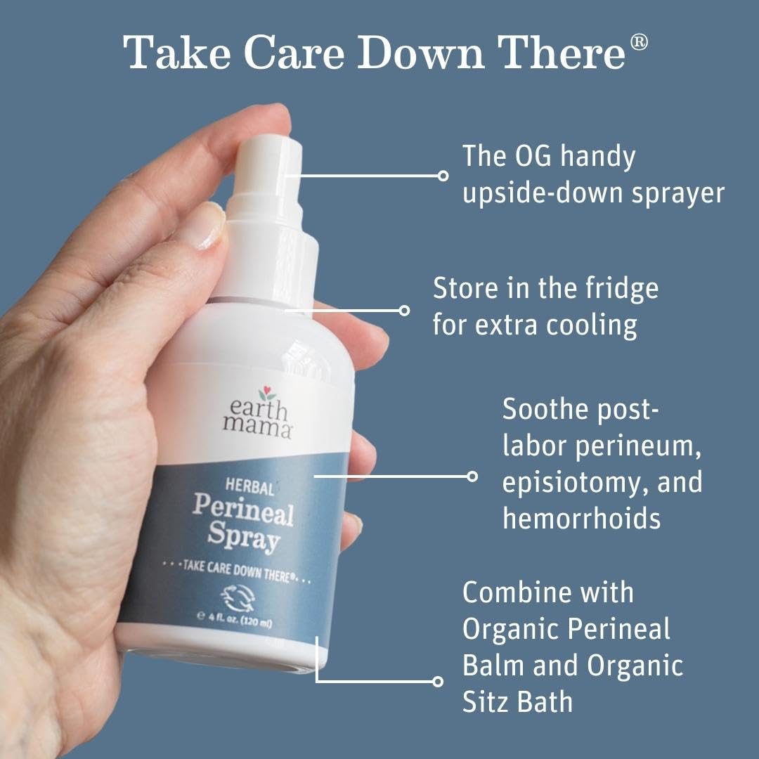 Earth Mama Postpartum Recovery Gift Set for Mom – Organic Self-Care, Nipple Butter, Perineal Spray, Sitz Bath & Tea, 7-Piece