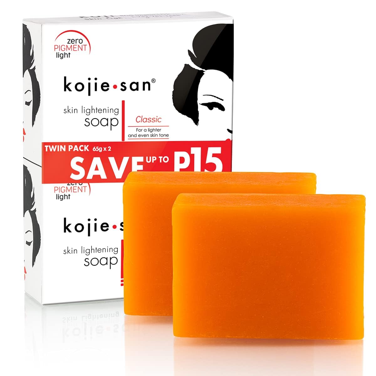 Kojie San Skin and Body Brightening Soap - Original Kojic Acid, Dark Spot Remover Bar Soap with Glycerin & Tea Tree Oil - 65g x 2 Bars