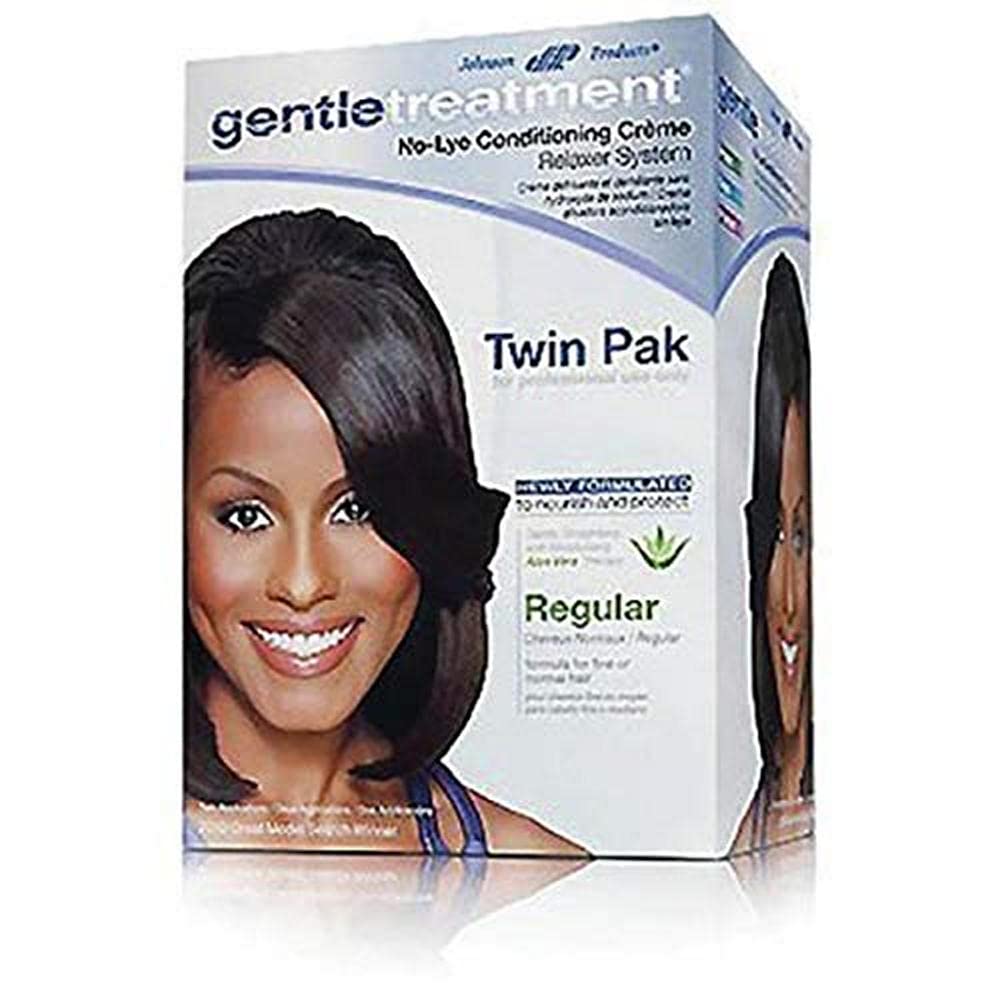 Johnson's Gentle Treatment hair care product packaging with a woman's face on a white background