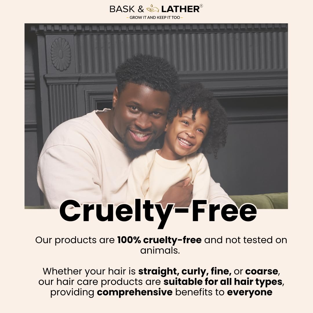 BASK & LATHER Elixir Hair Strengthening Oil, Jamaican Black Castor Oil, For Volume, Thickness, Detangle, De Frizz, Conditions New Hair Growth, 4 fl oz