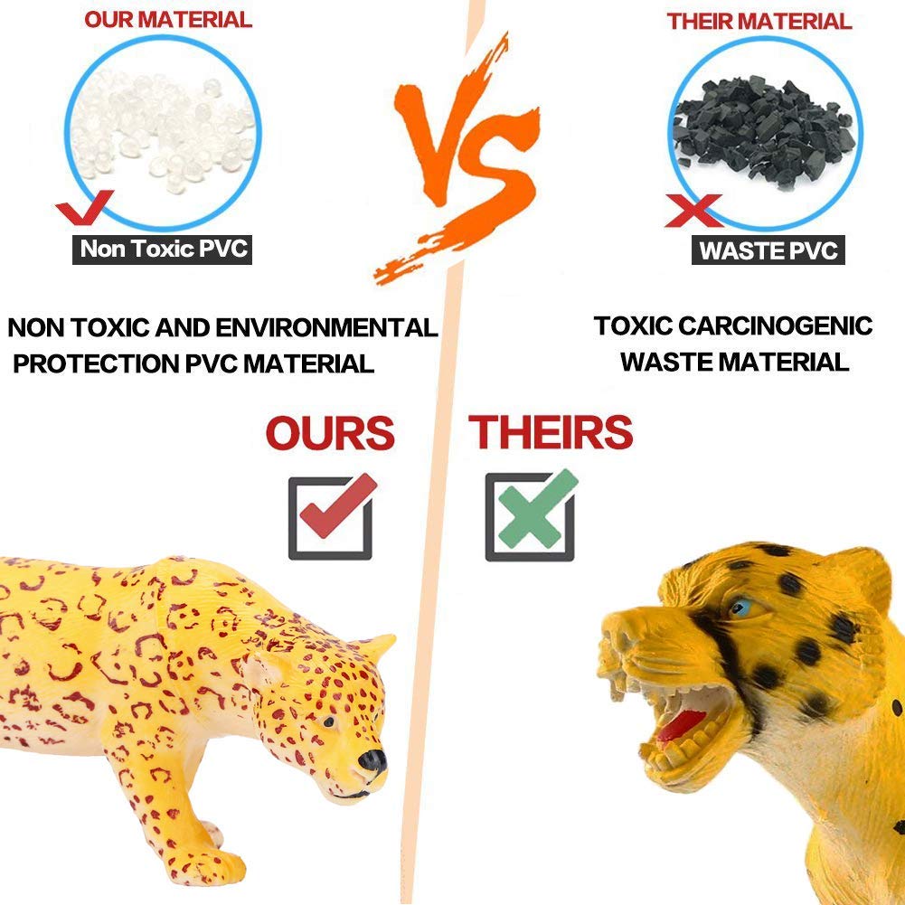 BOLZRA Safari Animal Figurines, 14-Piece Jumbo Realistic Wild Zoo & African Jungle Animals Playset for Kids & Toddlers