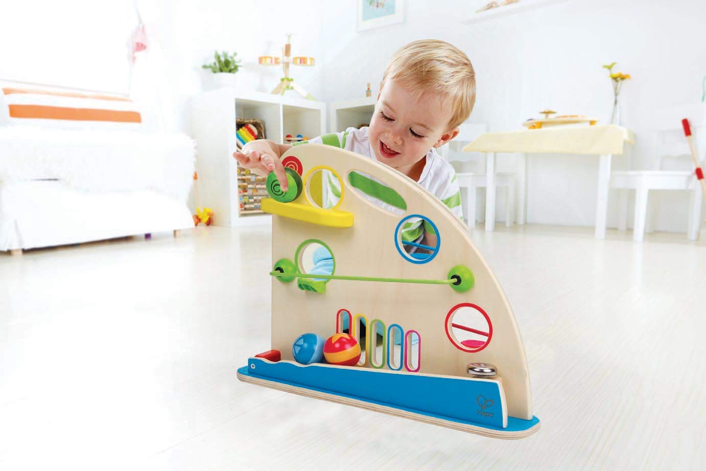 Hape Roller Derby Wooden Marble Run Toy – Award-Winning Dual-Sided Puzzle Maze for Toddlers & Kids, Colorful Fun, Model E0430
