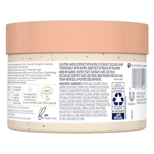 Dove Exfoliating Body Polish Scrub for Silky Skin Oatmeal & Calendula Oil Body Scrub Exfoliates & Gives Lasting Nourishment 10.5 oz