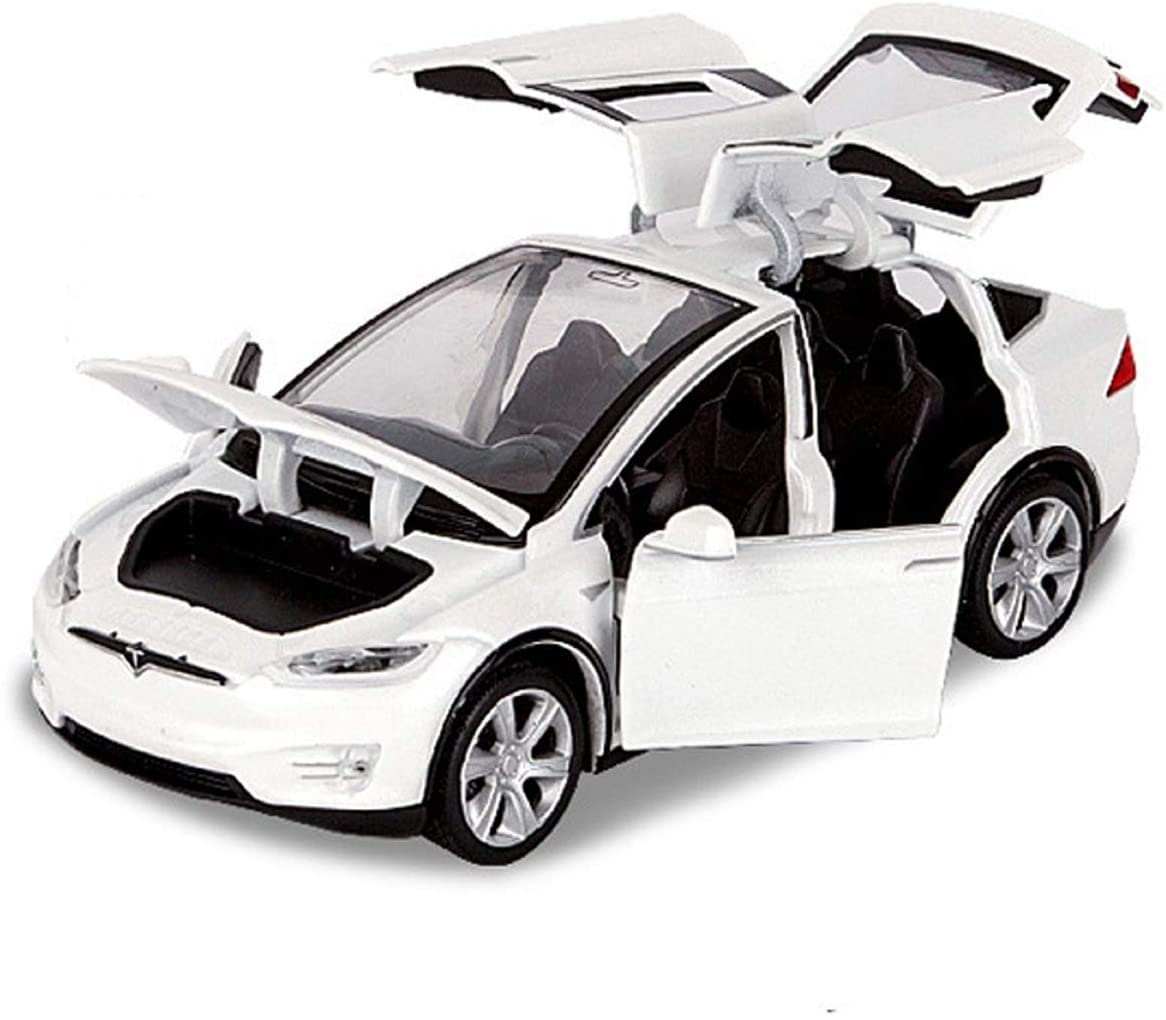 gidoyi Toy Car Model X, Pull Back Car Toys Alloy Vehicles with Lights and Sound 1:32 Scale Model Car (White)