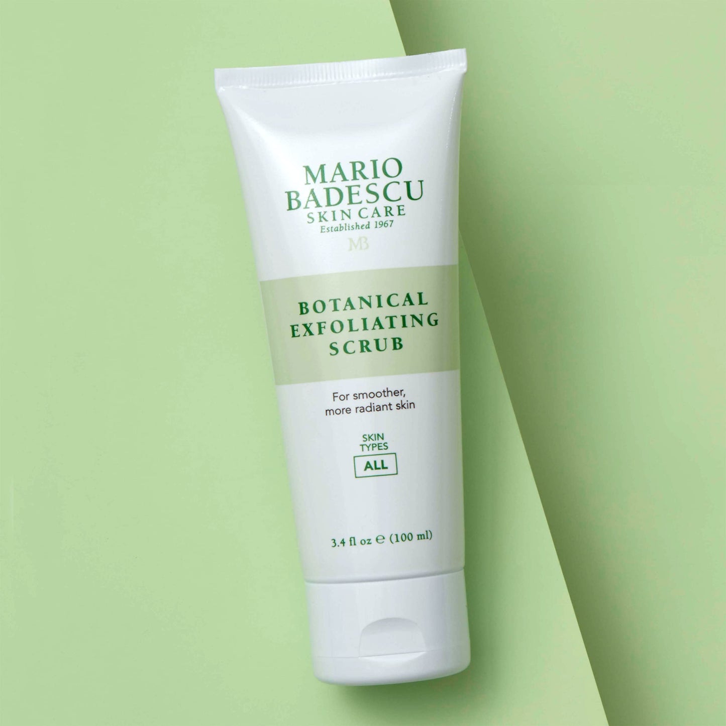 Mario Badescu Botanical Exfoliating Scrub for All Skin Types, Face Wash with Ivory Palm Seeds & Green Tea, Gentle 3.4 Fl Oz