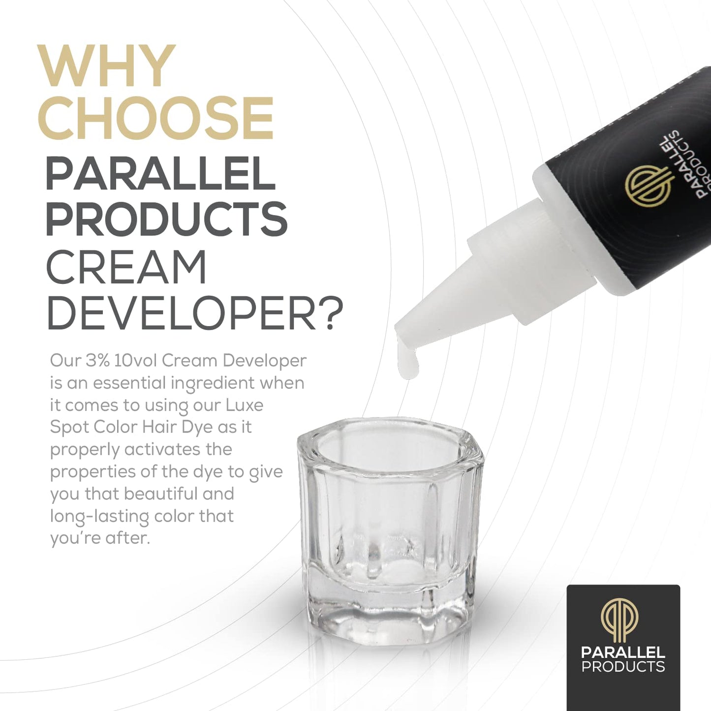 Parallel Products - 3% 10 Volume Tint Developer - 25mL - Oxidant for Coloring - Mix with Luxe Spot Color Cream Dye/Kit