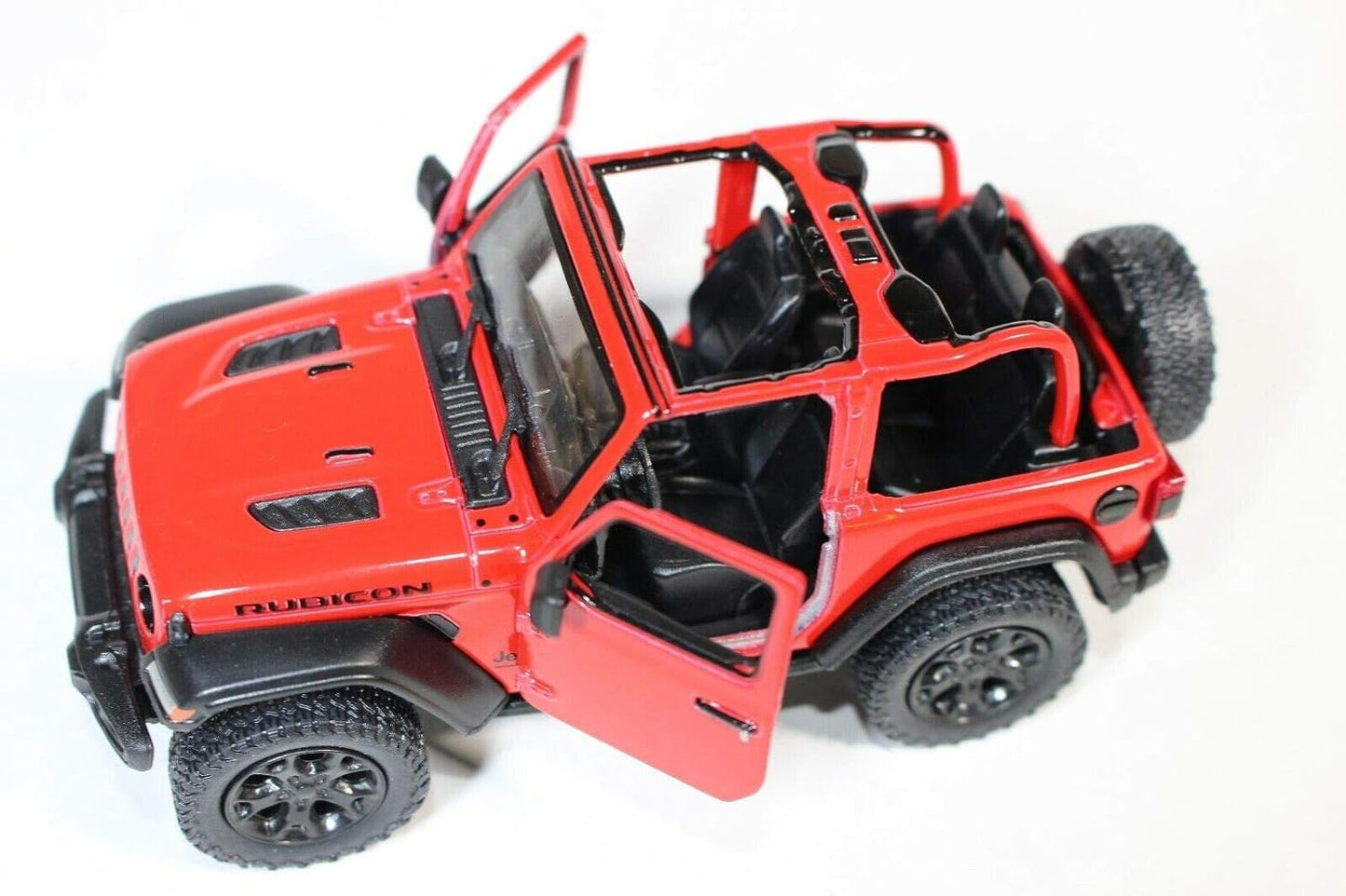 KiNSMART - Jeep Wrangler Rubicon Off Road 4x4 5 inch 1:34 Scale Die Cast Model Replica Toy Car (Red Opentop)