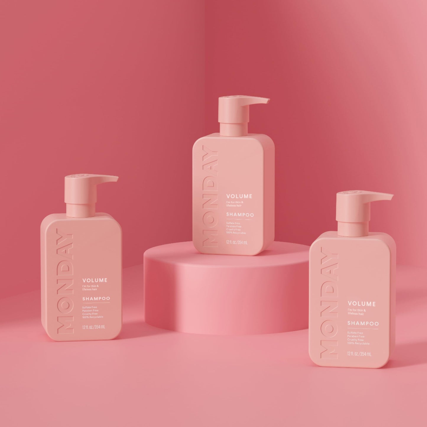 MONDAY HAIRCARE Volume Shampoo & Conditioner Set 12oz (2pk) | For Thin, Fine & Oily Hair | With Coconut Oil, Ginger Extract & Vitamin E | Recyclable Bottles