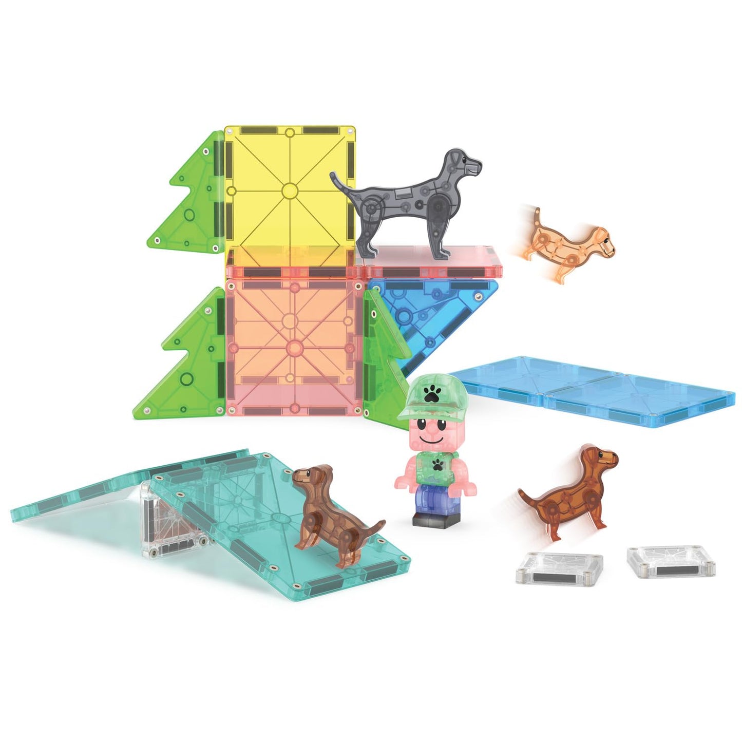 MAGNA-TILES Puppy Park 27-Piece Magnetic Construction Set, The Original Magnetic Building Brand