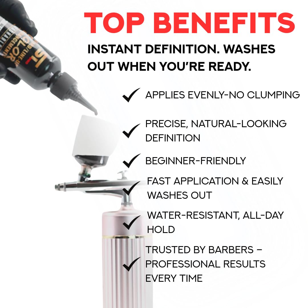 Supreme Trimmer Airbrush Hair & Beard Enhancement Spray | Barber-Grade Line-Up & Filler Ink | Water-Resistant, Washable, Pre-Mixed Precision (60ML Black)