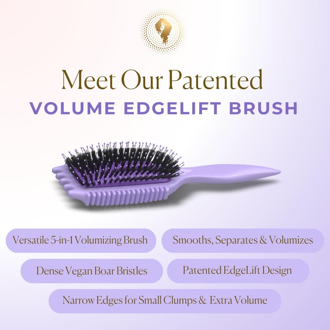 Bounce Curl Volume EdgeLift Brush, 5-in-1 Tool for Volumized Waves, Curls & Coils - Purple