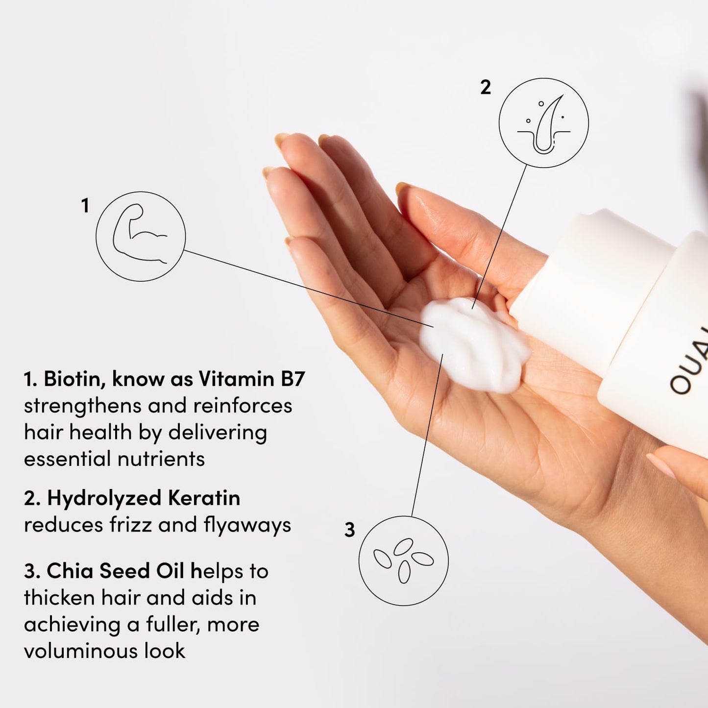 OUAI Fine Hair Conditioner, Volumizing with Keratin, Biotin & Chia Seed Oil, Adds Softness & Bounce, Paraben & Sulfate Free, 10 Oz