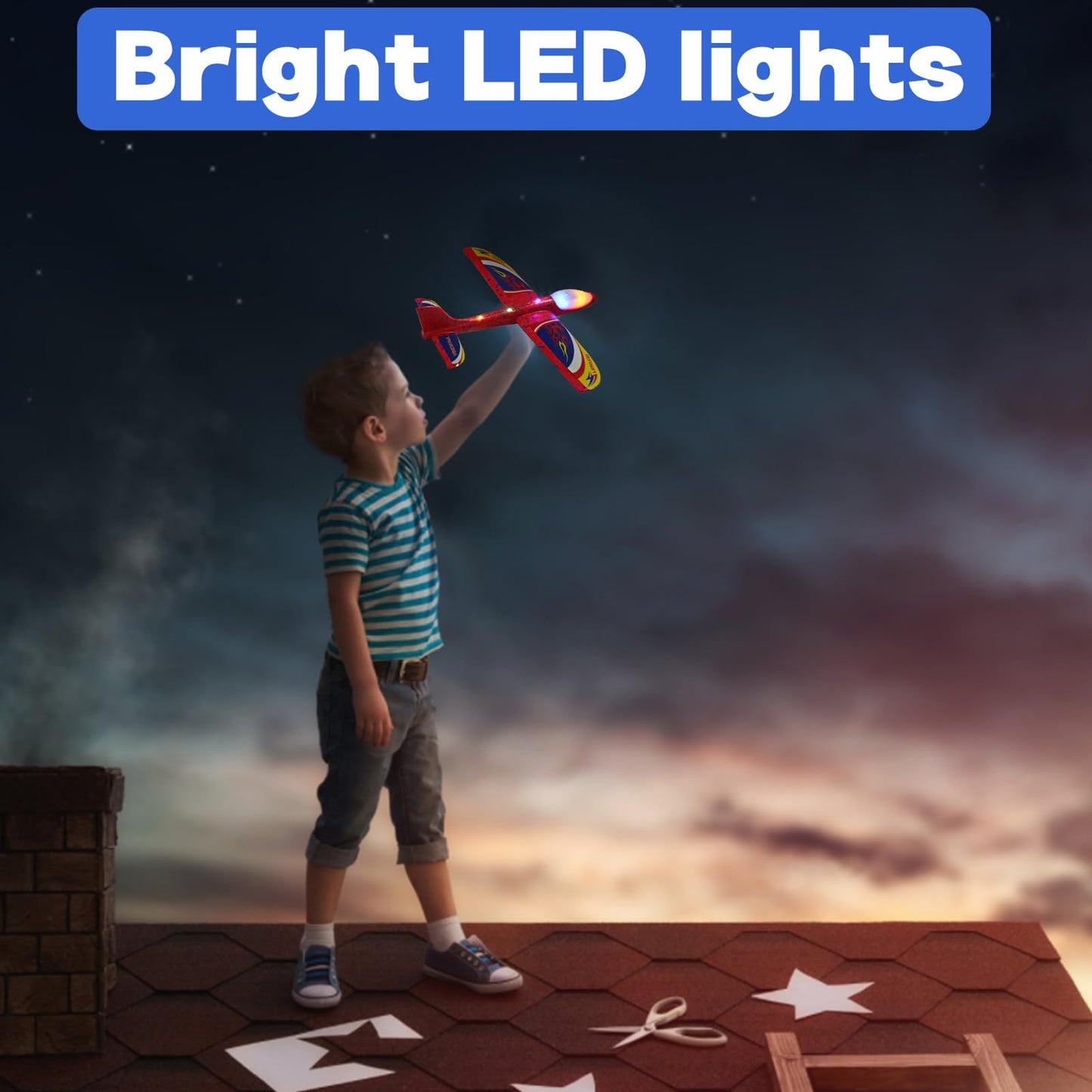 RshMgFun 3-Pack LED Foam Airplane Launcher Toy for Kids – Outdoor Flying Fun, Exciting Airplane Toys for Boys & Girls Ages 3-12