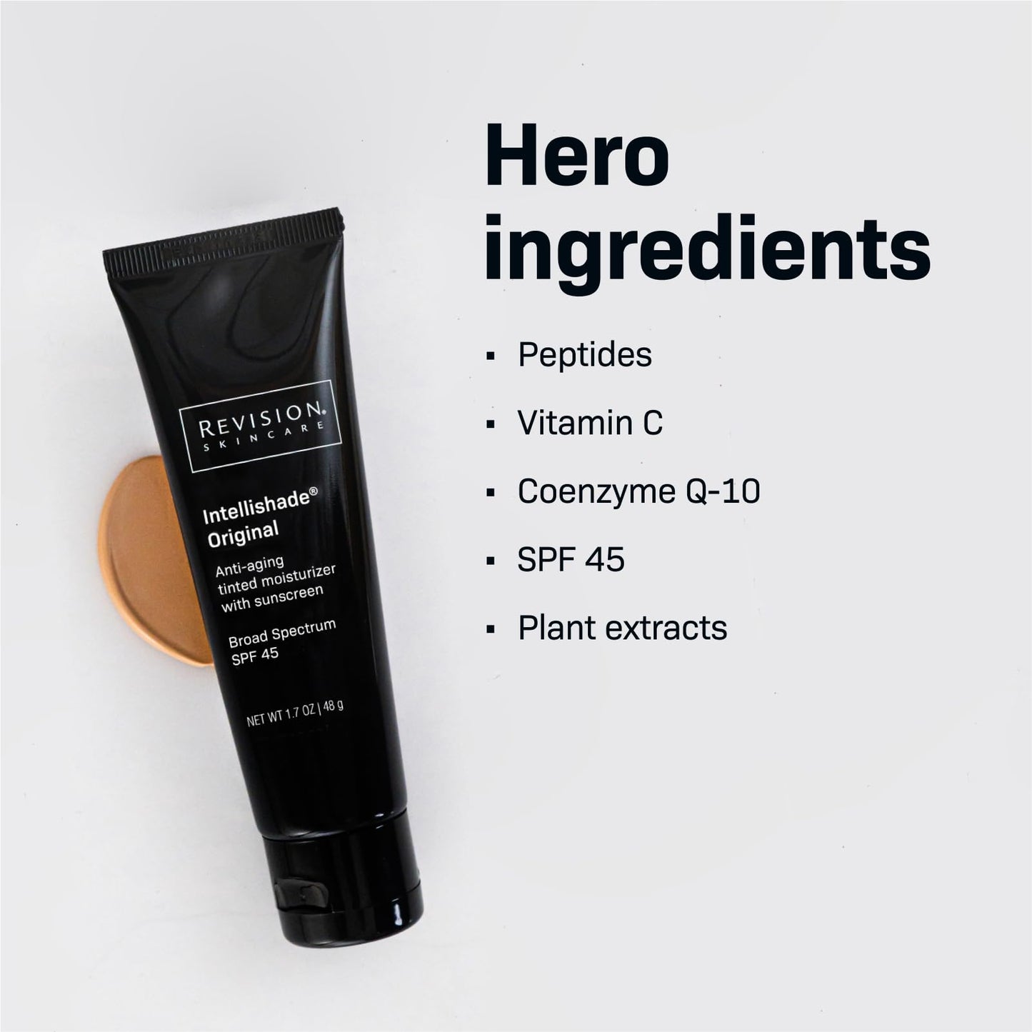 Revision Skincare Intellishade® SPF 45 Tinted Anti-Aging Sunscreen & Daily Moisturizer with Peptides, Vitamin C, Hydrating, 1.7 oz