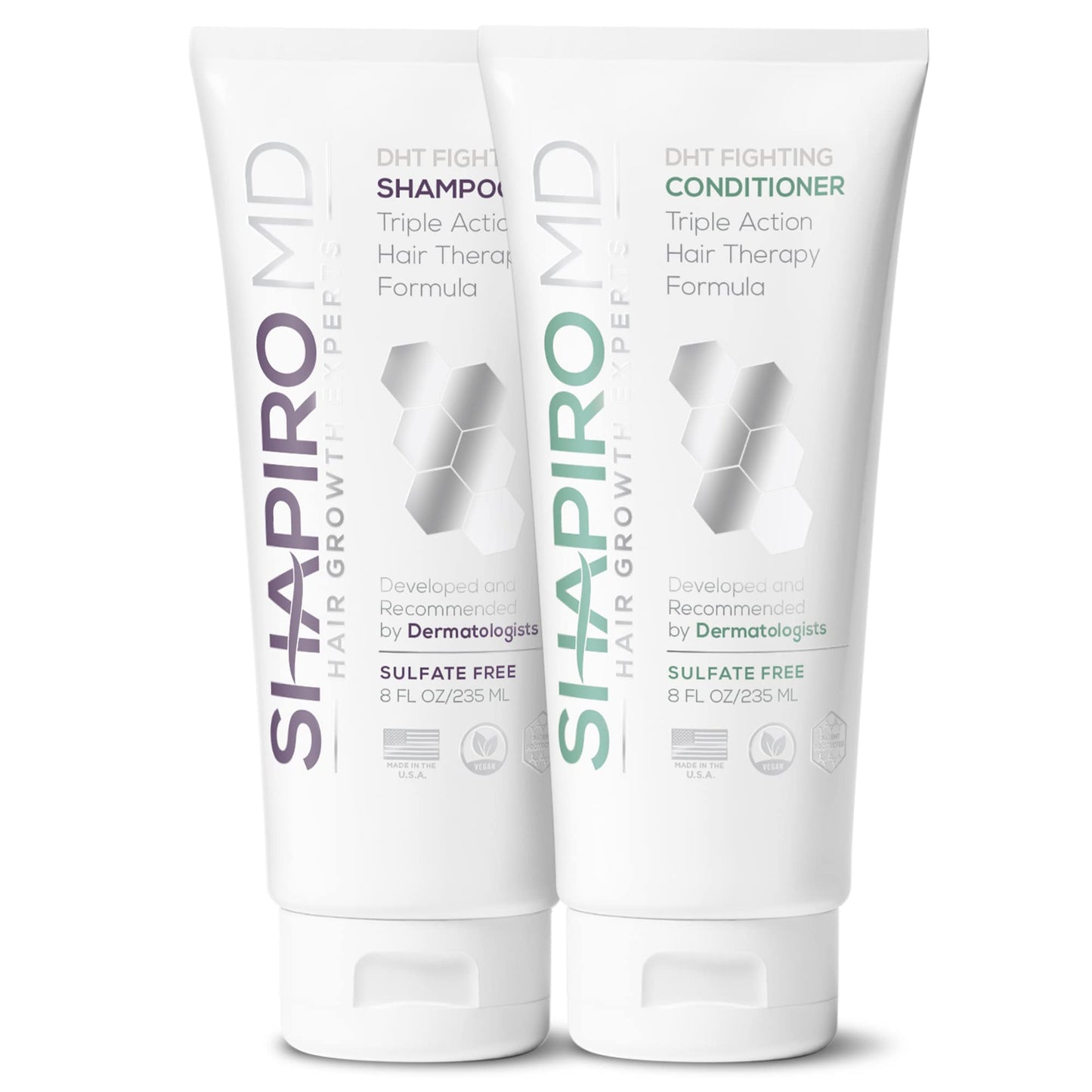 Shapiro MD Hair Growth Shampoo & Conditioner Set – DHT Blocking, Vegan Formula for Thinning Hair – Dermatologist Developed for Fuller, Thicker Hair