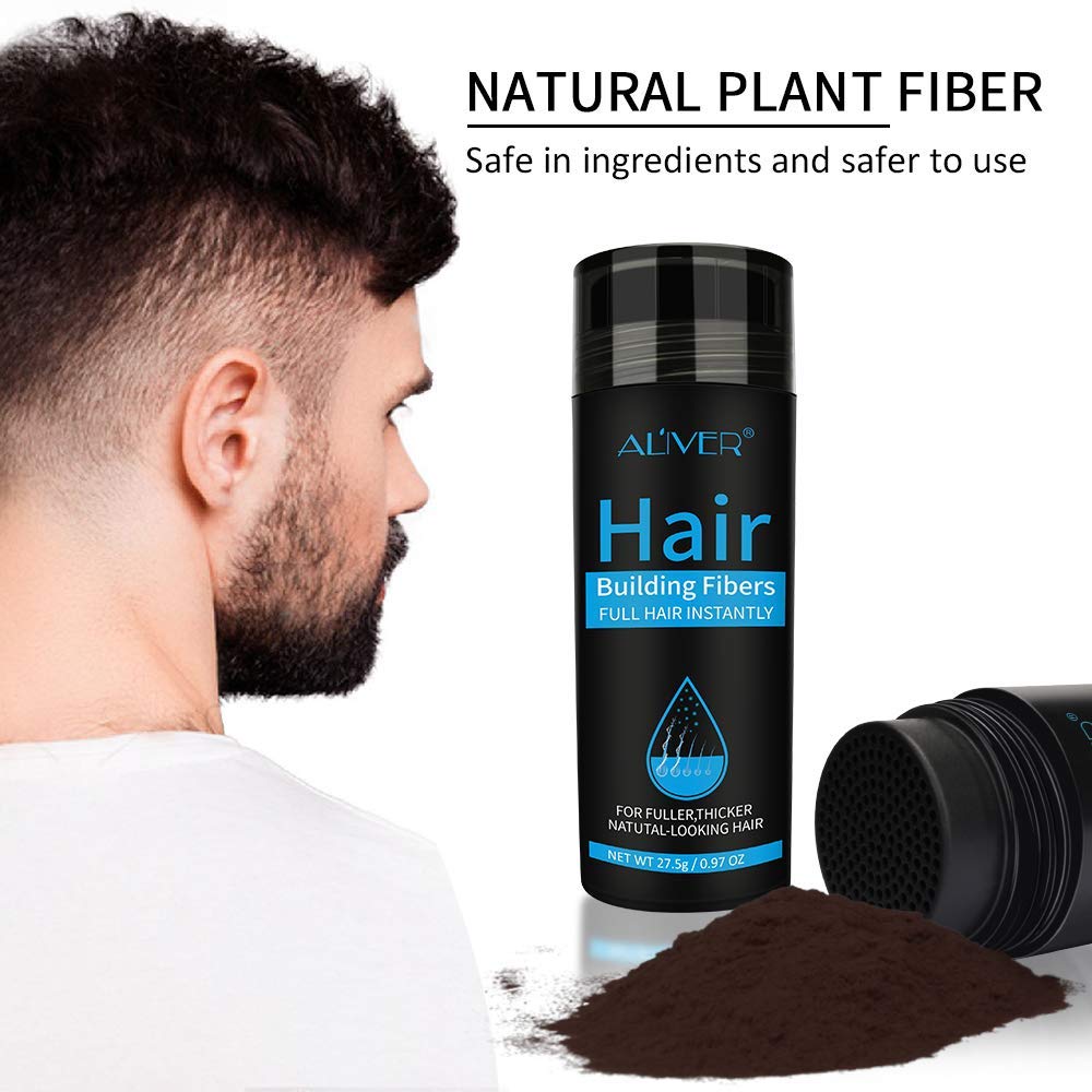 Aliver Hair Fibers for Thinning Hair Dark Brown – Instant Fuller, Thicker Look in 15 Secs – Conceals Hair Loss for Men & Women, 0.97 Oz