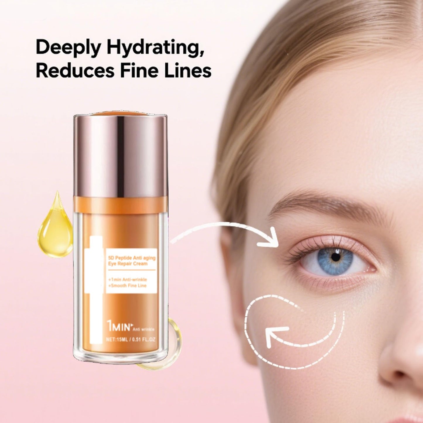 PAPA FEEL 5D Peptide Eye Cream for Dark Circles & Wrinkles, Lightweight Hydrating Moisturizer for Delicate Under Eye Skin
