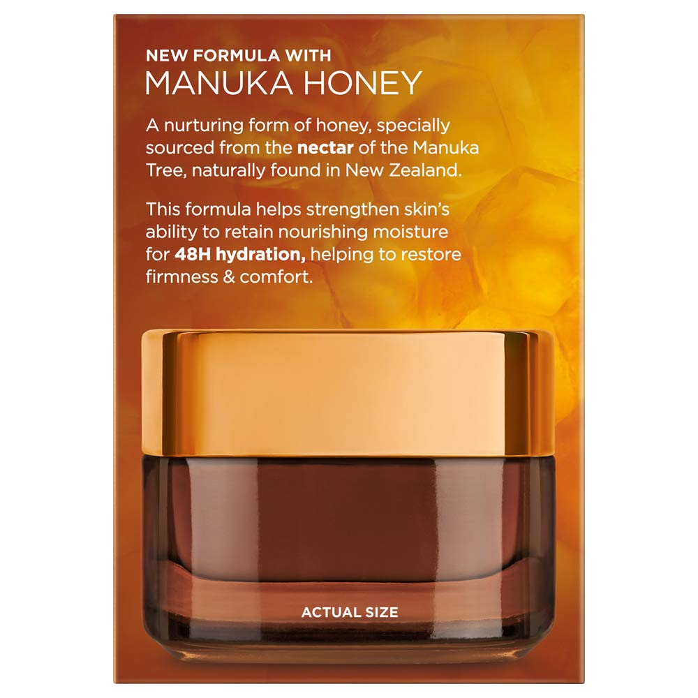 L'Oreal Paris Age Perfect Hydra Nutrition Honey Night Balm – Ultra Nourishing Face Moisturizer with Manuka Honey & Oils for Dry Skin, 1.7 oz