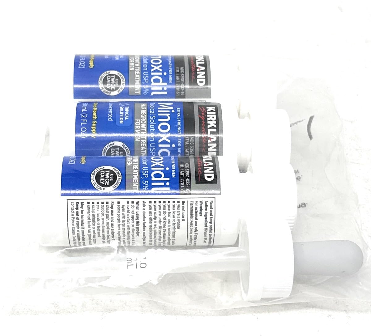 Minoxidil-5% Extra Strength Hair Regrowth for Men, 3 Count, 2 Ounce Bottles