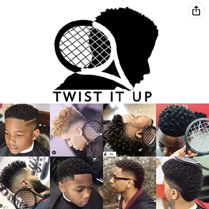 Twist It Up Comb (Bond Black) - Alternative for Hair Sponges, Creates Curls and Twists for Black Men, Tennis Racket Design