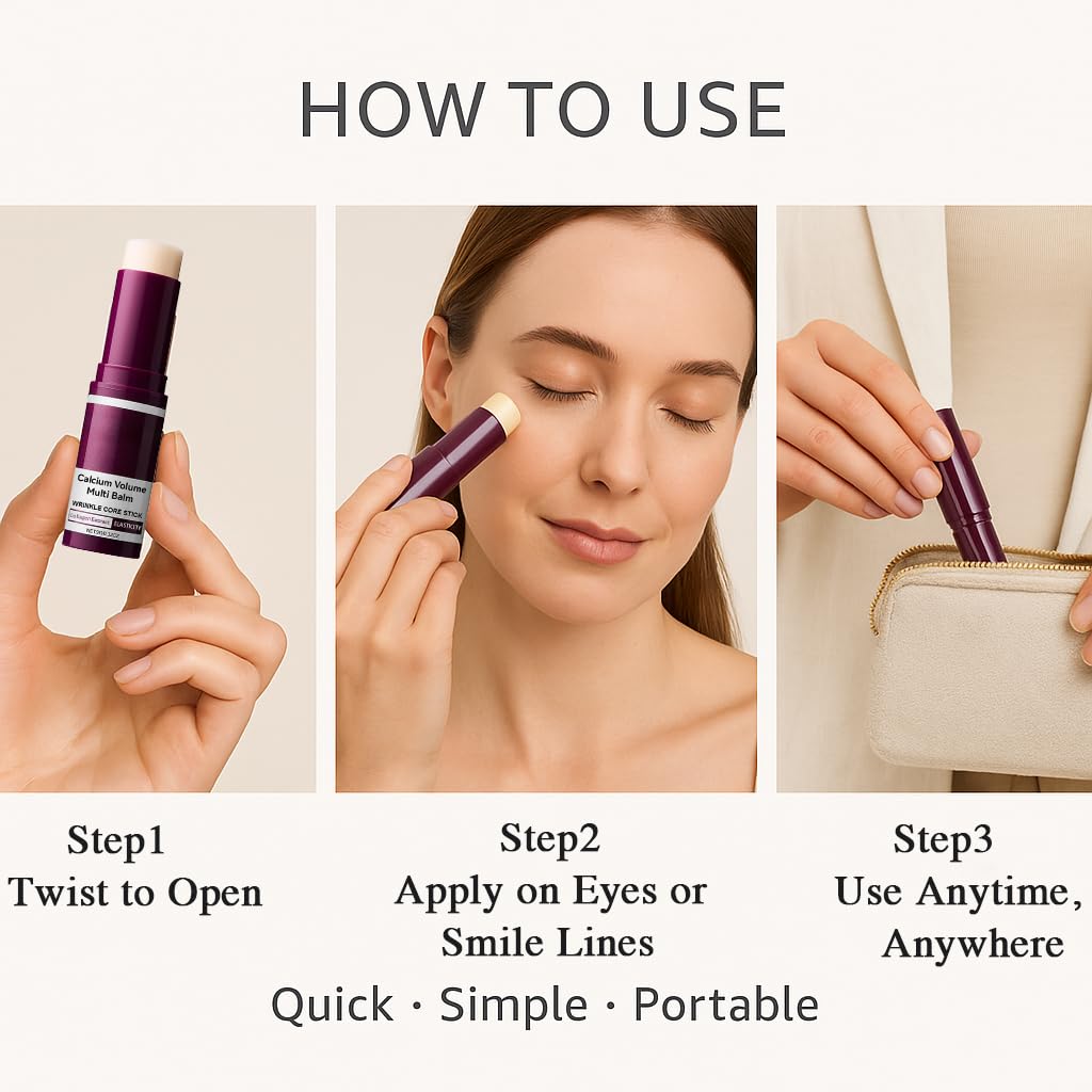 Euralissea Calcium Volume Multi Balm 2-Pack – Anti-Aging Stick with Collagen for Wrinkles, Hydration & Firming, Eyes, Neck & Smile Lines