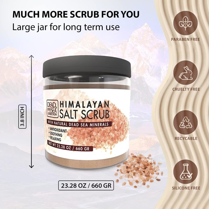 Dead Sea Collection Himalayan Salt Scrub – Exfoliating & Moisturizing Body Scrub for Women with Dead Sea Minerals & Pure Oils, 23.28 Oz