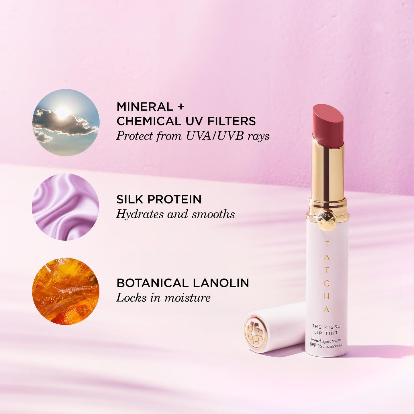The Kissu Lip Tint SPF 25 - Camellia | Hydrating Tinted Lip Sunscreen. 0.14 oz